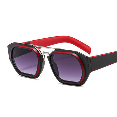 Kenike men's black red retro colour trend sunglasses variant
