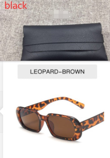 Kenike leopard retro small frame sunglasses with glasses bag variant
