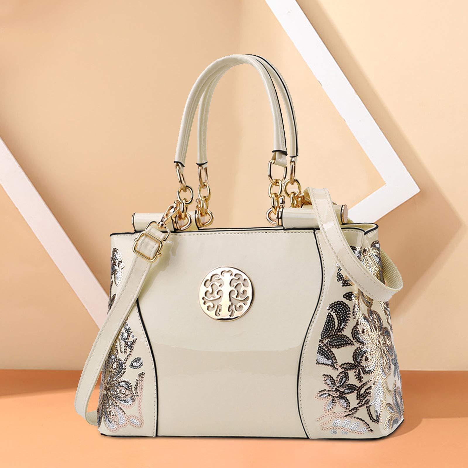 Kenike glossy shoulder crossbody bag hardware close-up