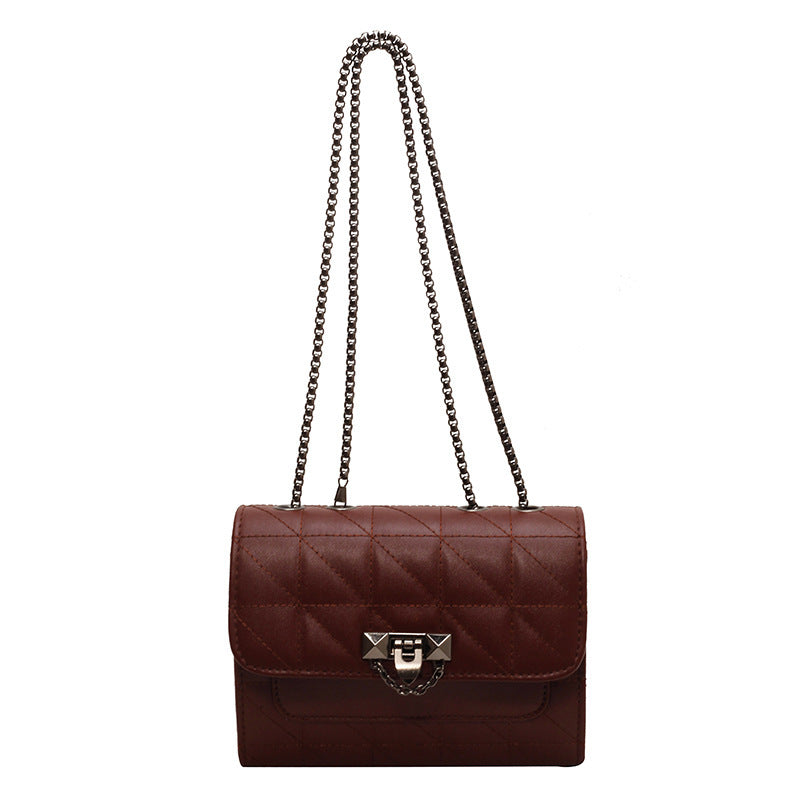 Kenike brown chain lock shoulder messenger bag variant