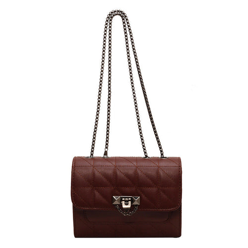 Kenike brown chain lock shoulder messenger bag variant