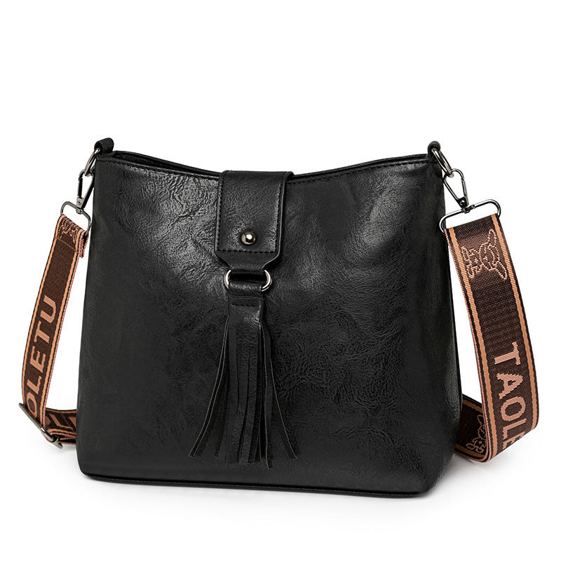 Kenike black retro leisure bucket shoulder bag variant