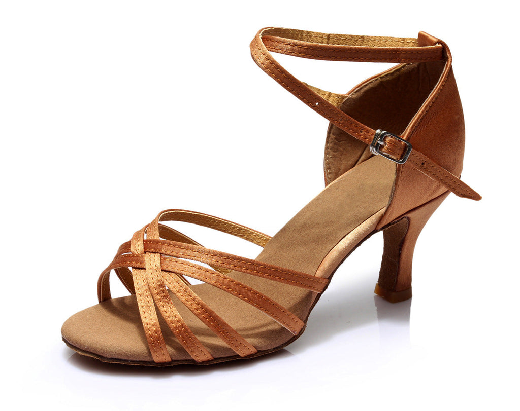 Kenike satin Latin dance shoes side profile