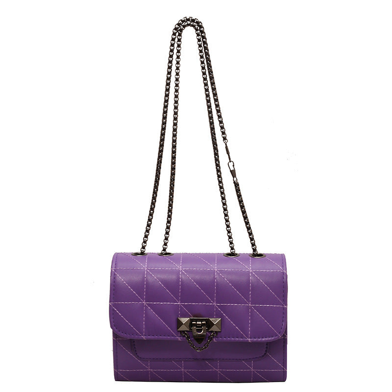 Kenike purple chain lock shoulder messenger bag variant