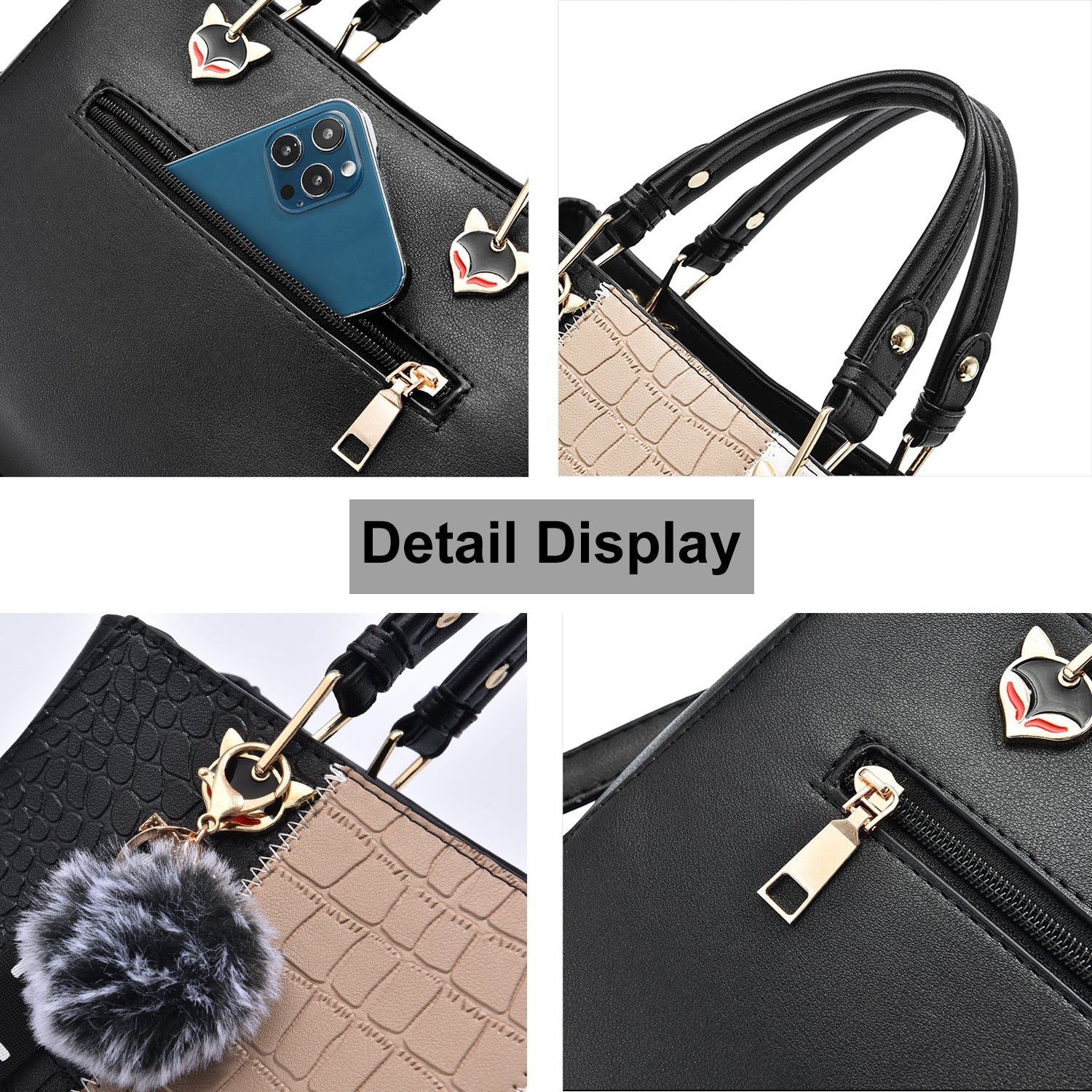 Kenike wave shoulder tote bag hardware detail