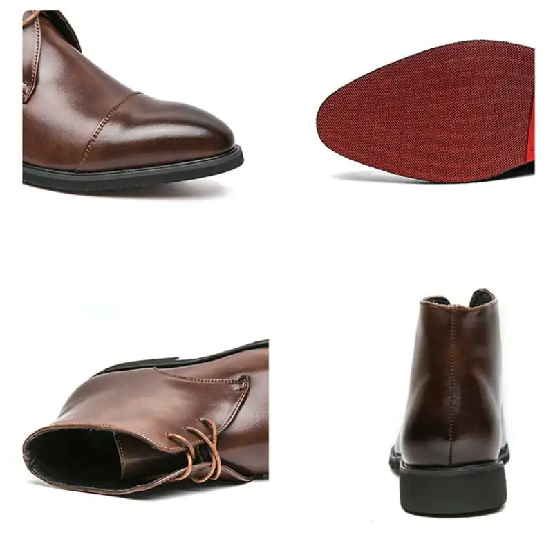 Kenike crimson sole leather boots heel detail