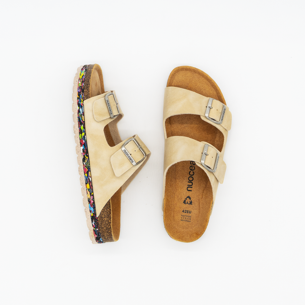 Nuoceans PEBBLE beige vegan leather sandal side view
