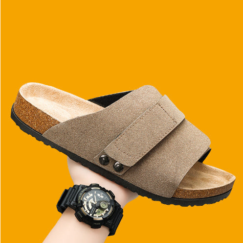 Kenike 810 khaki double-buckle cork suede sandals variant