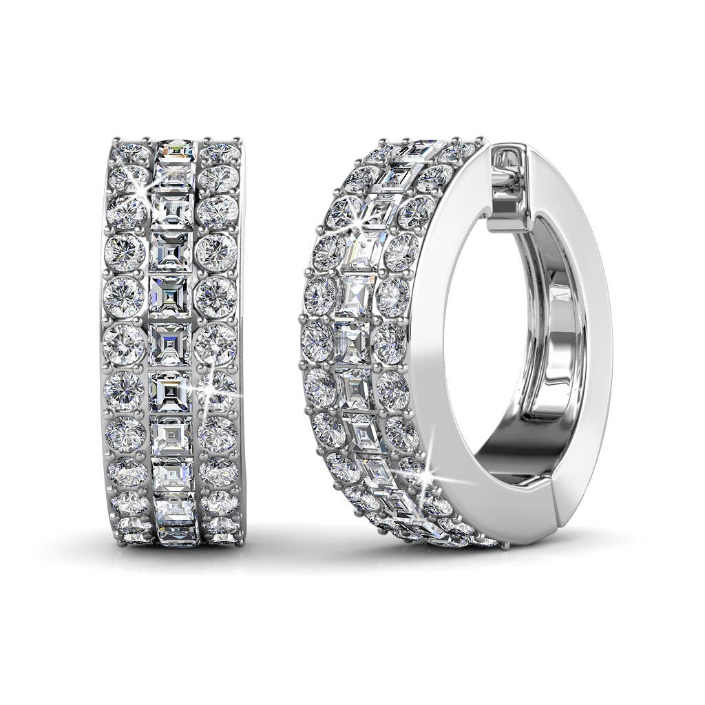 Olena silver and crystal earrings front view