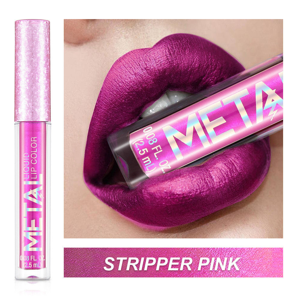 Metallic lip gloss final shade detail