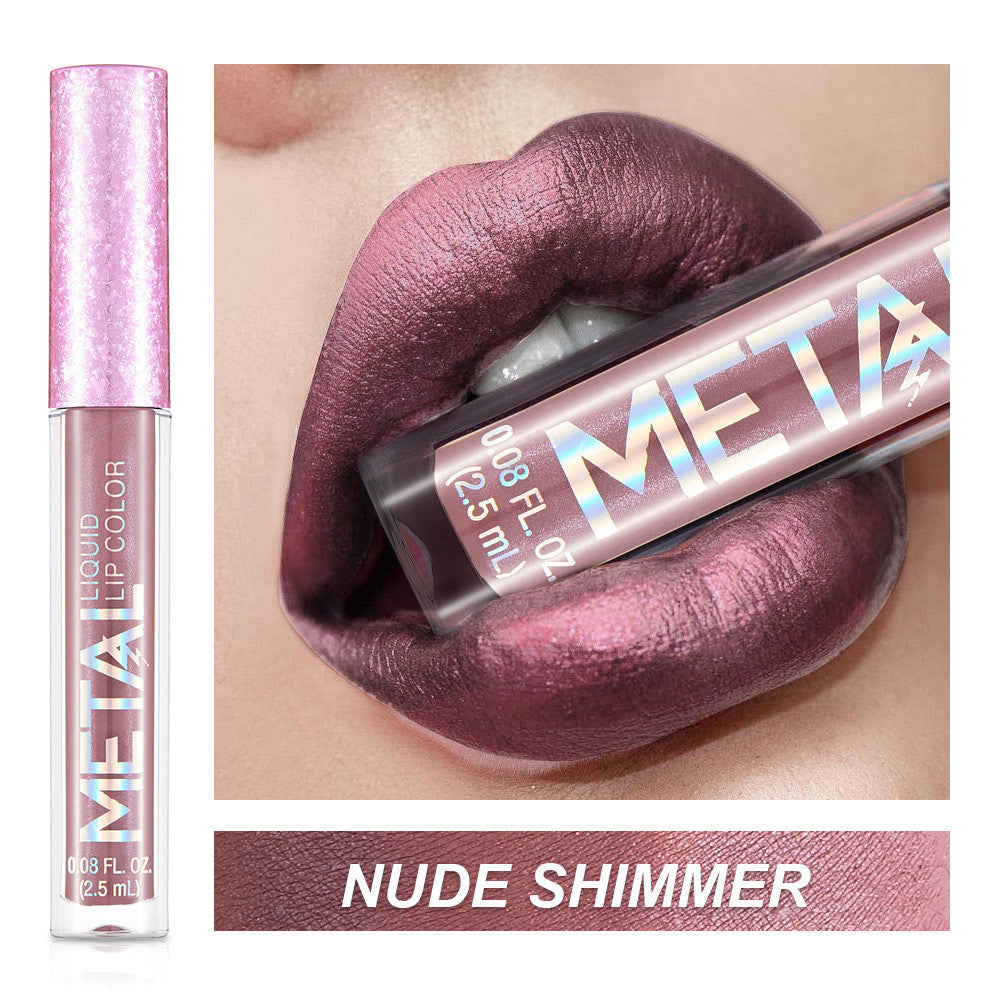 Metallic lip gloss Rose Quartz shade detail