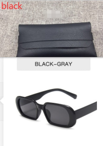 Kenike bright black all grey retro small frame sunglasses with glasses bag variant
