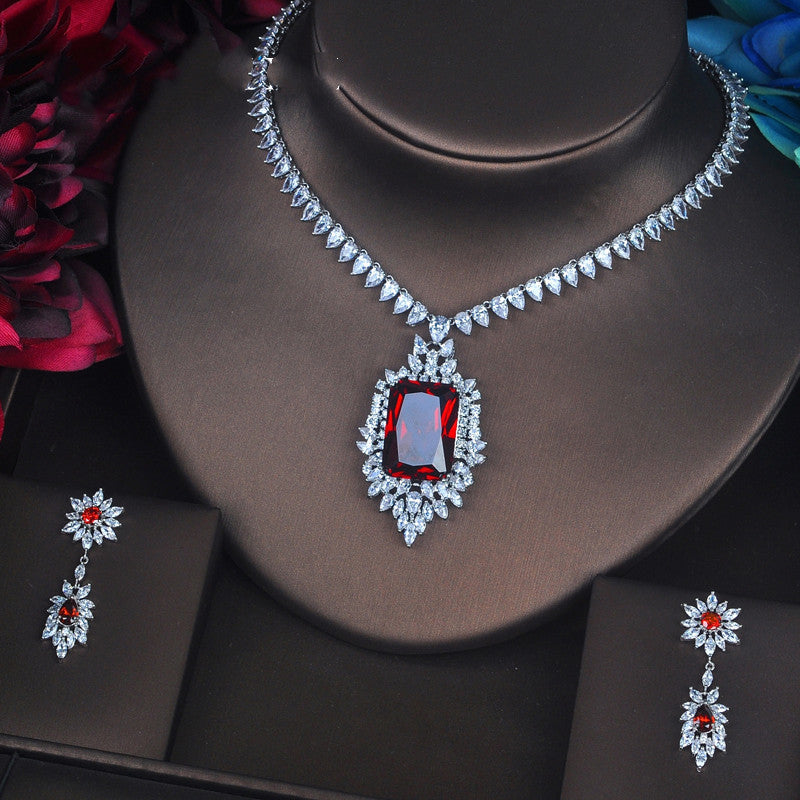 Kenike red crystal earrings antique style detail