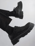 Kenike men's black PU leather lace-up dress shoes front view