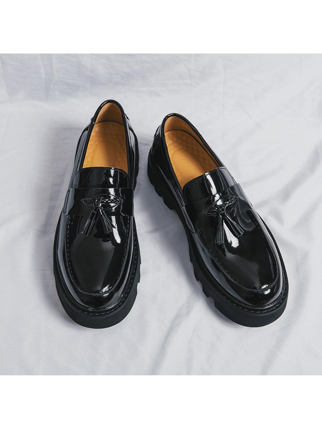 Kenike black PU leather dress shoes side profile