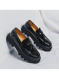 Kenike men's black PU leather formal shoes front view