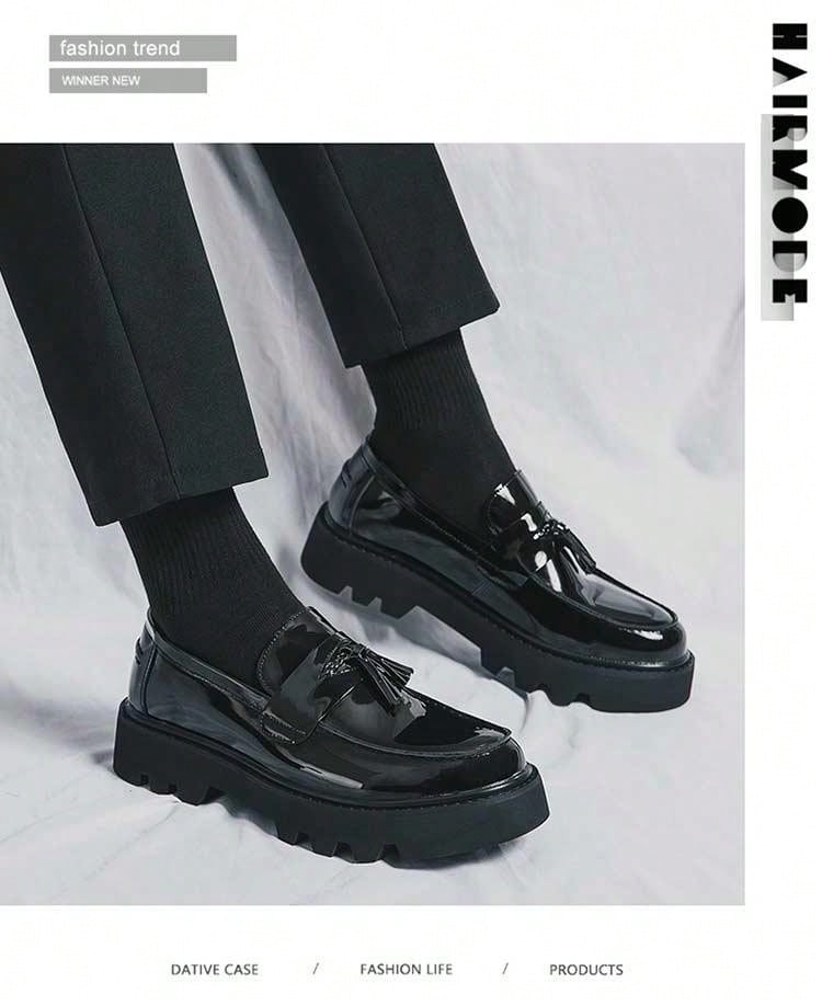 Kenike black PU leather formal shoes side detail