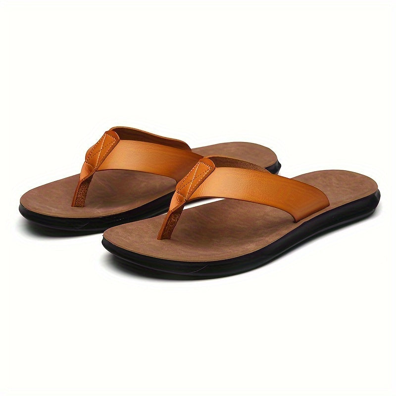 Kenike yellow microfiber leather thong sandals variant