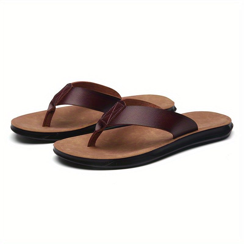 Kenike red-brown microfiber leather thong sandals variant