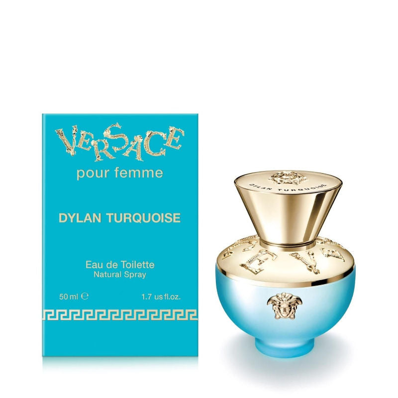 Versace Dylan Turquoise Eau de Toilette 50ml fragrance box detail