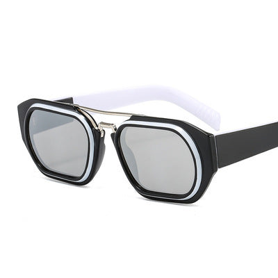 Kenike men's black white retro colour trend sunglasses variant