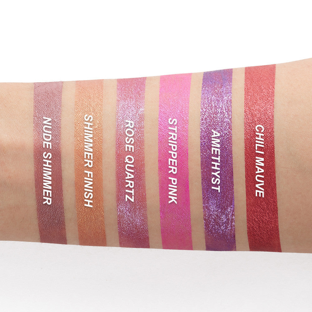 Metallic lip gloss tube and applicator view