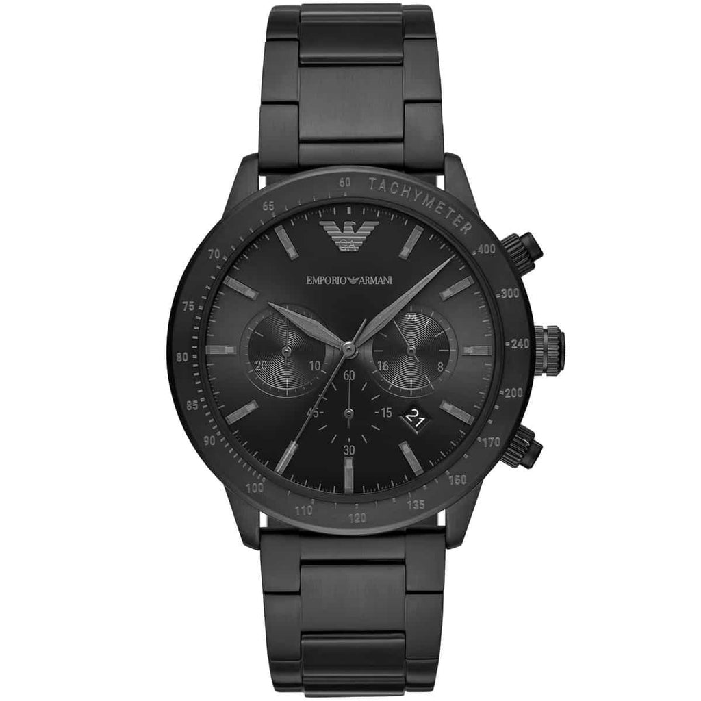Emporio Armani AR11242 Mario all black watch front view