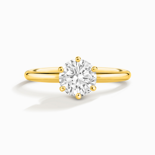 Vianne Jewellery 1ct round moissanite solitaire ring in 18k gold vermeil on white background