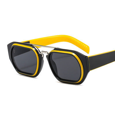 Kenike men's black yellow retro colour trend sunglasses variant