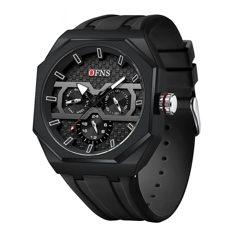 Kenike black silver waterproof quartz watch variant