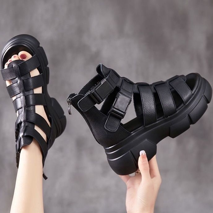 Kenike women's retro platform sandals close-up feature