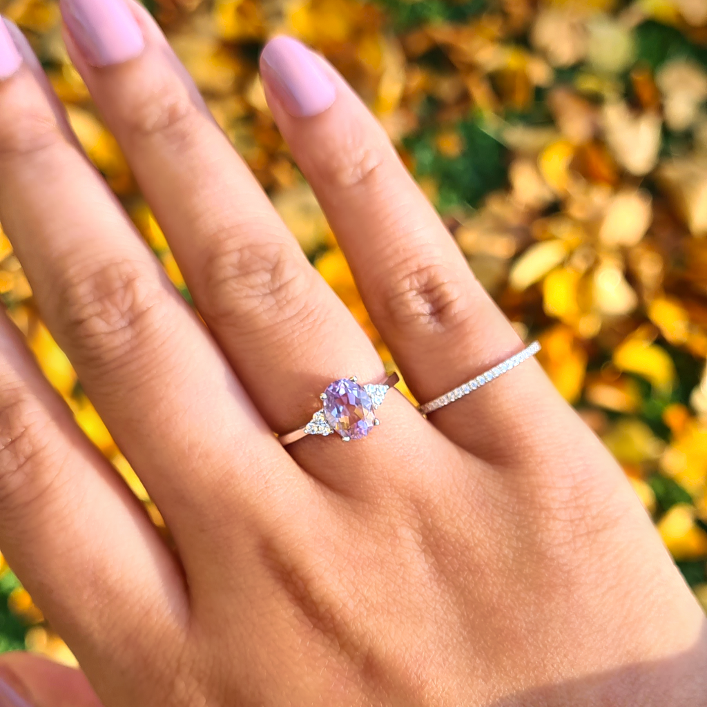Lavender amethyst ring in sterling silver styled image