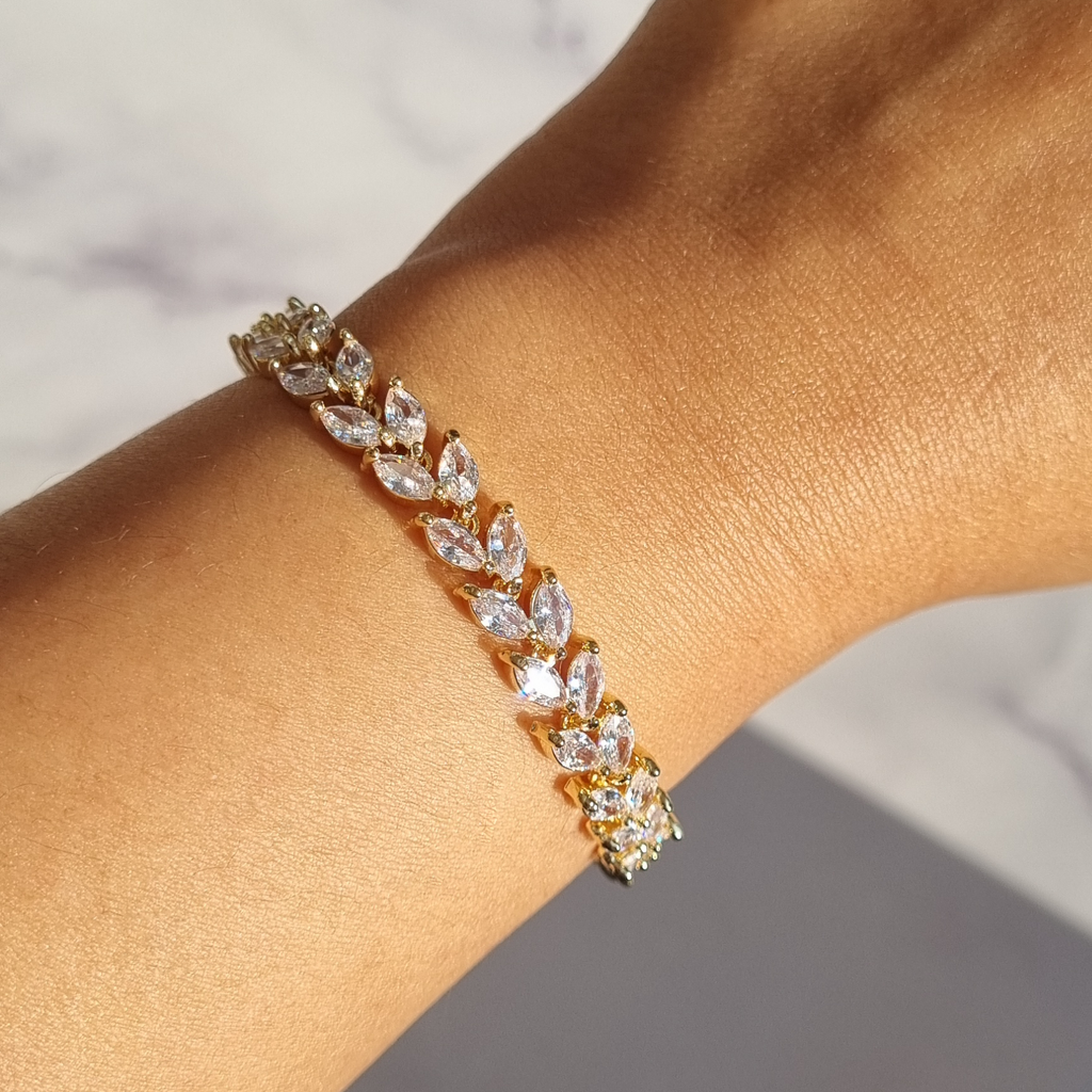 Marquise cut petal bracelet in silver gold and rose gold variants