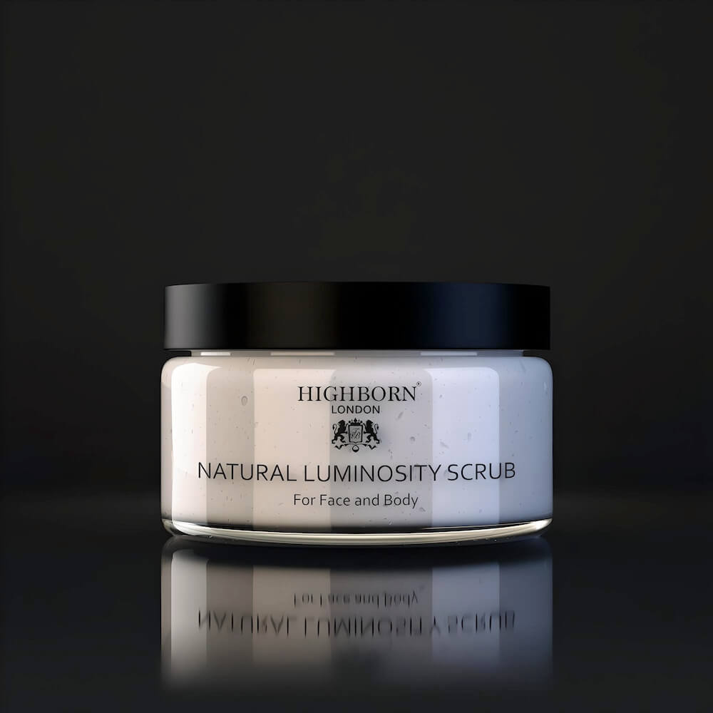 Highborn Natural Luminosity Scrub 220ml exfoliating face scrub jar