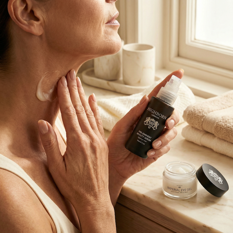 Highborn Revive and Defy skincare set application image