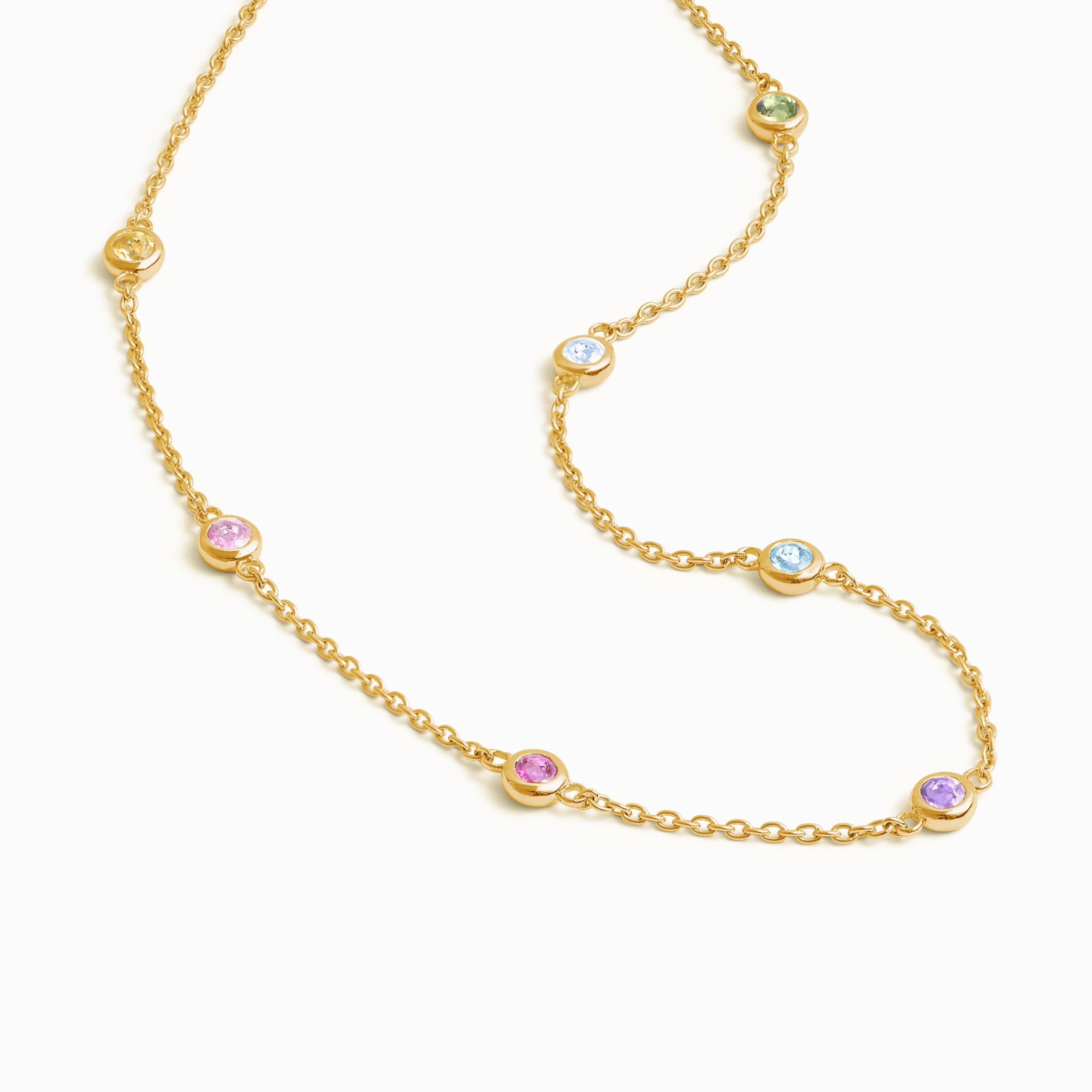 Rainbow gemstone necklace in 18k gold vermeil product image