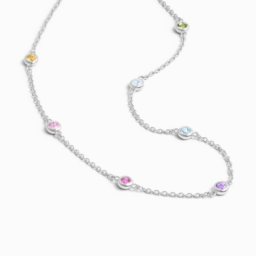 Rainbow gemstone necklace in sterling silver product image