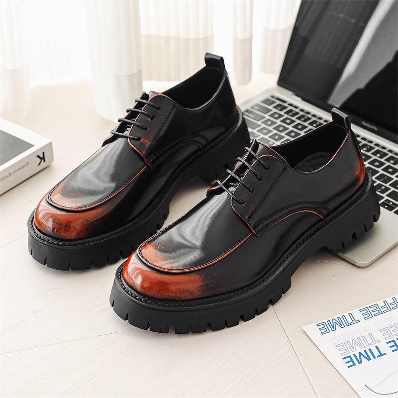 Kenike men's thick sole leather shoes side profile