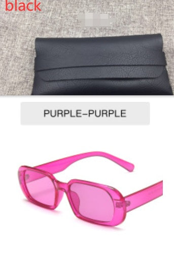 Kenike purple retro small frame sunglasses with glasses bag variant