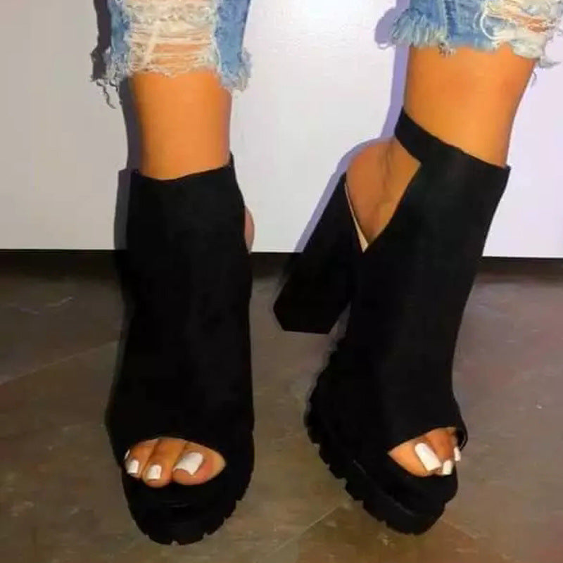 Kenike fish mouth super high heel sandals strap detail