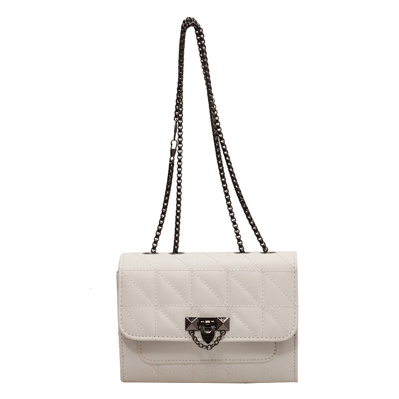 Kenike white chain lock shoulder messenger bag variant
