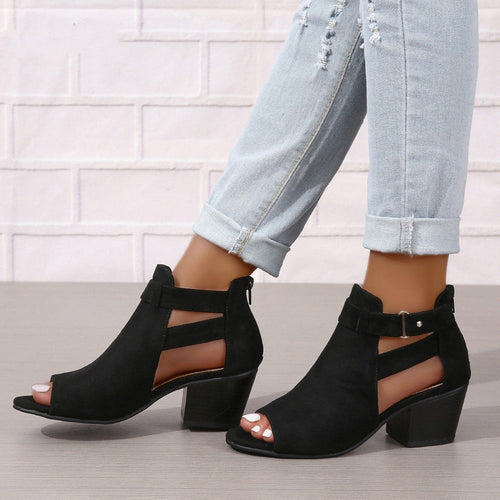 Kenike black buckle high heel sandals variant