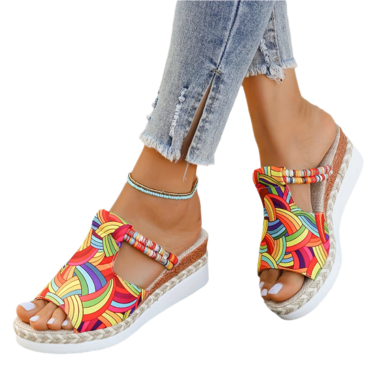 Kenike multicolour graffiti espadrille wedge sandals variant