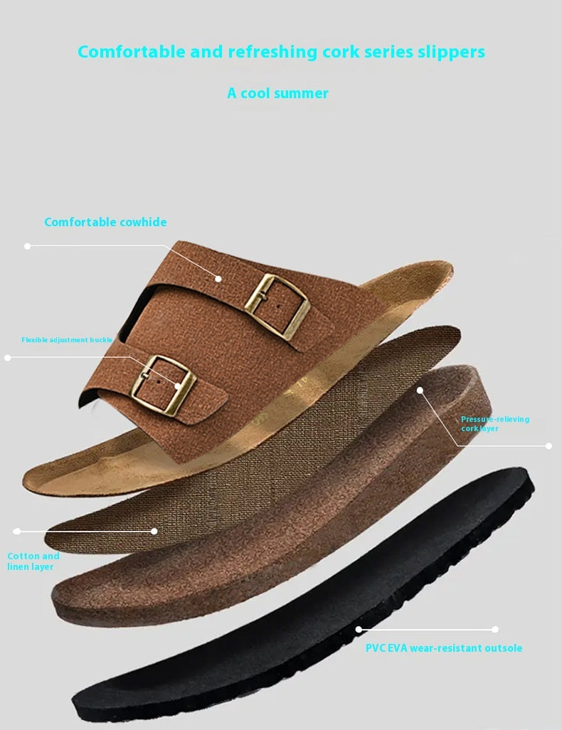 Kenike double-buckle cork sandals sole detail