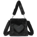 Kenike black fluffy top-handle shoulder bag variant