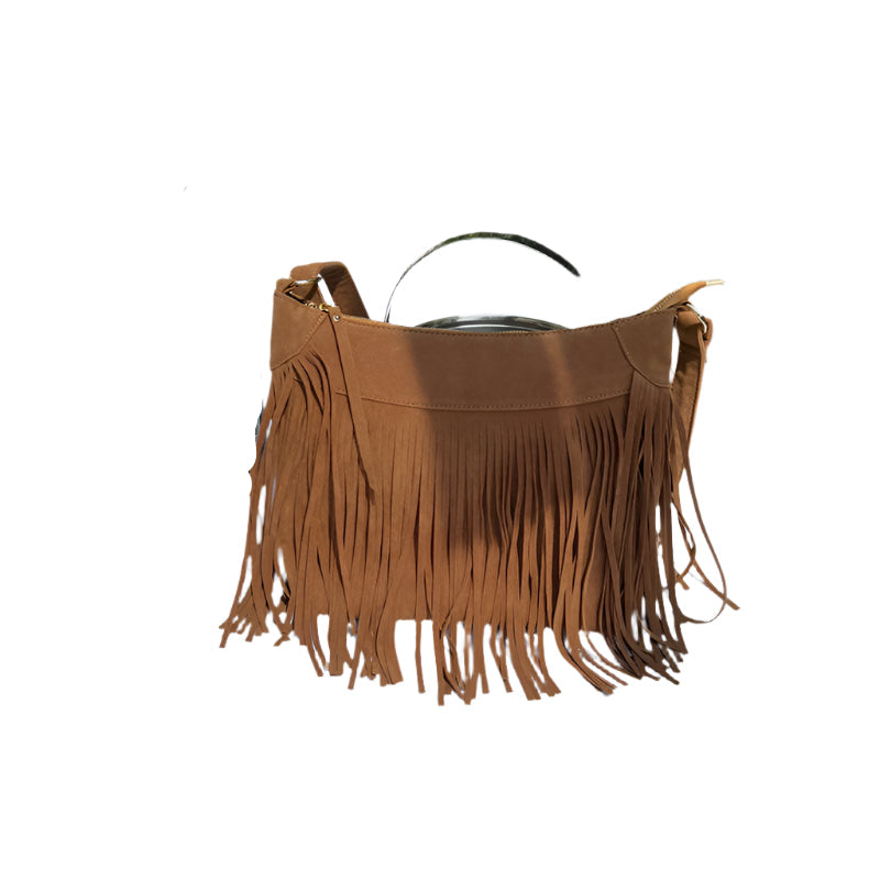 Kenike retro shoulder bag tassel and flap close-up
