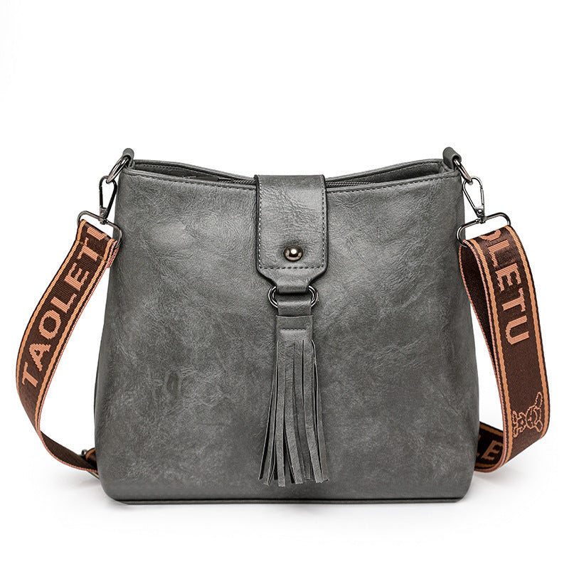 Kenike gray retro leisure bucket shoulder bag variant