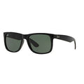 Ray-Ban Justin RB4165 55mm black rectangle sunglasses with dark green lenses front view