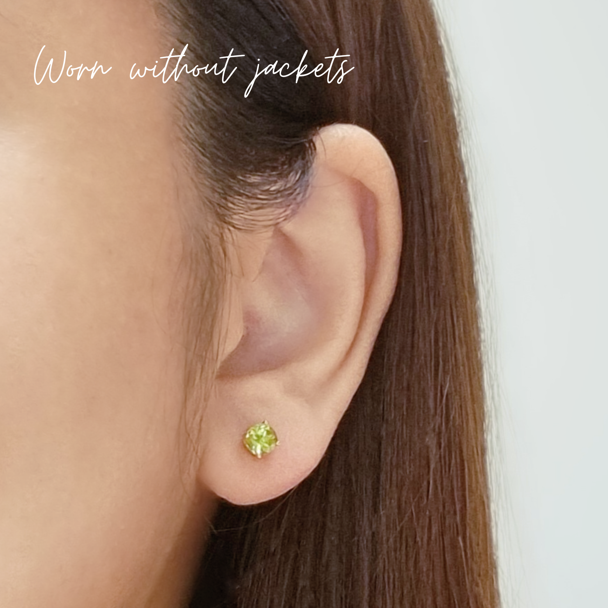 Peridot halo stud earrings in 18k gold vermeil styled product image
