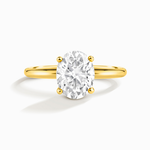 Vianne Jewellery 2ct oval moissanite solitaire ring in 18k gold vermeil on white background